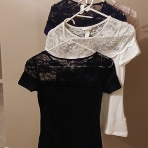 H&M Bundle of 4 XS Shirts with lace on top